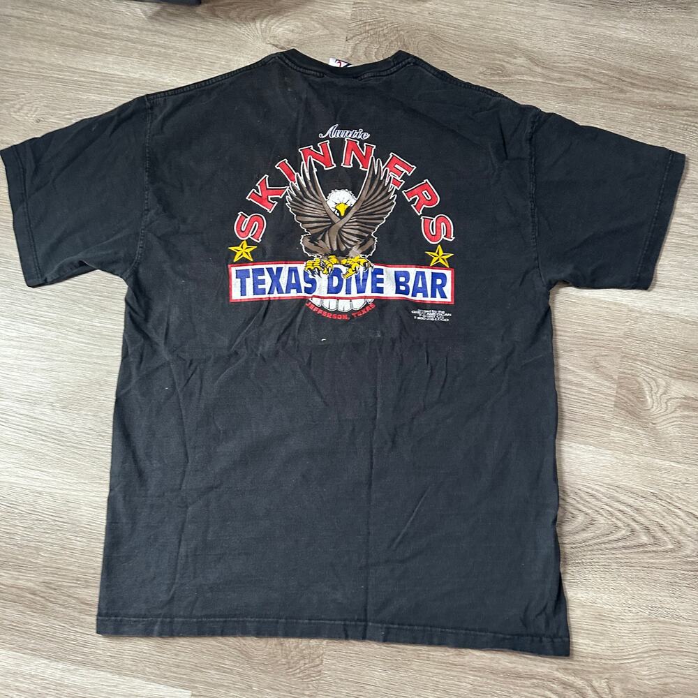 Jerzees Vintage auntie skinners texas dive bar biker tshirt graphic Large
